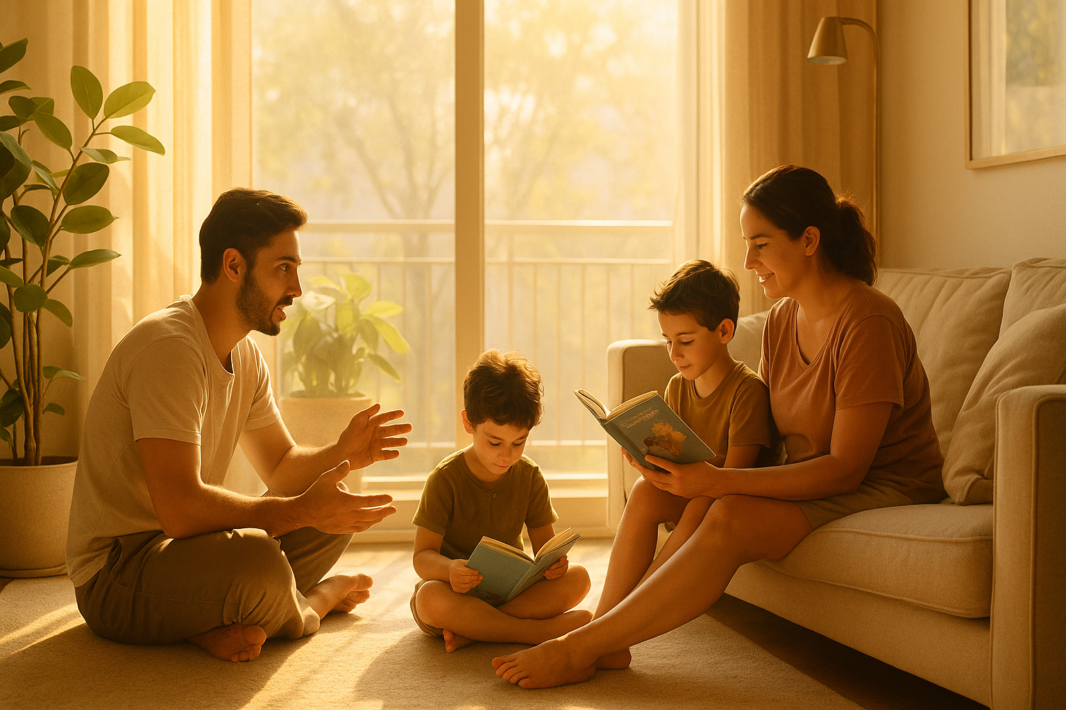 Happy family enjoying comfort