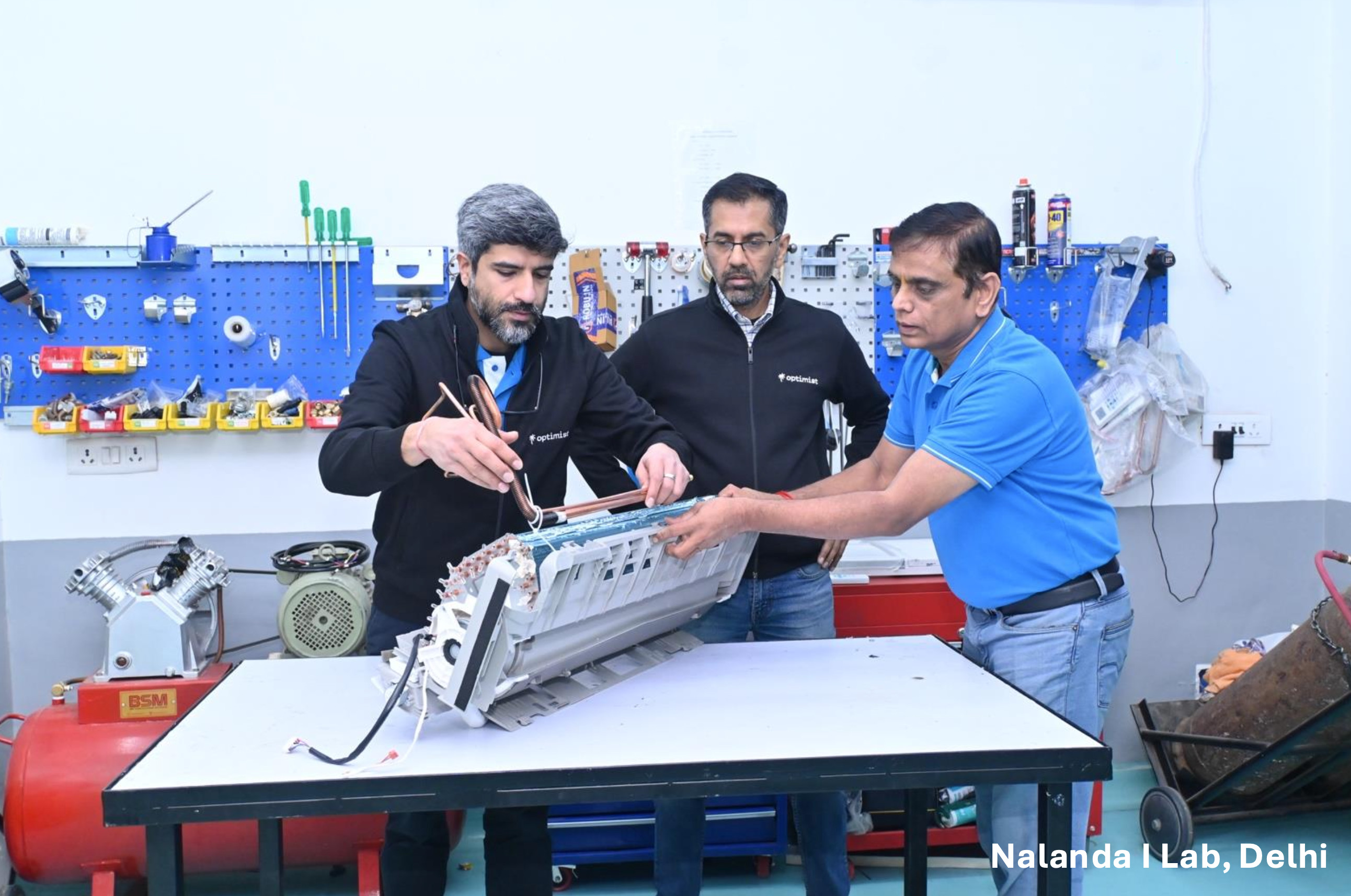 Optimist team working at Nalanda I Lab, Delhi